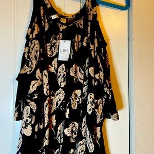 Black and Tan cold shoulder blouse